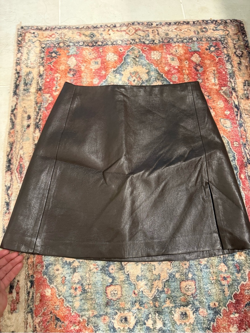 Sunday Best Dark Brown Faux Leather Mini Skirt